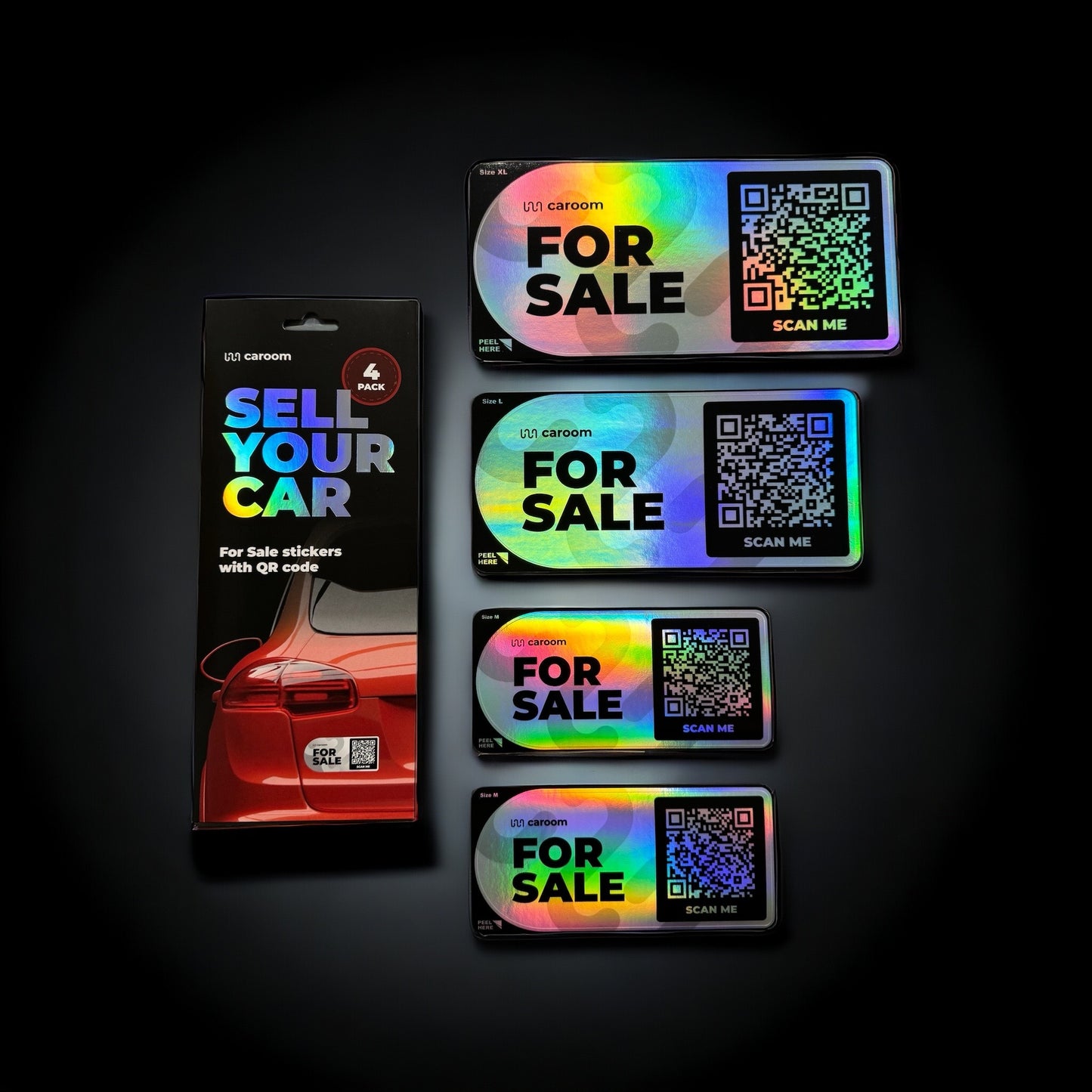 'For Sale' Car Stickers with QR Code - 4 Pack